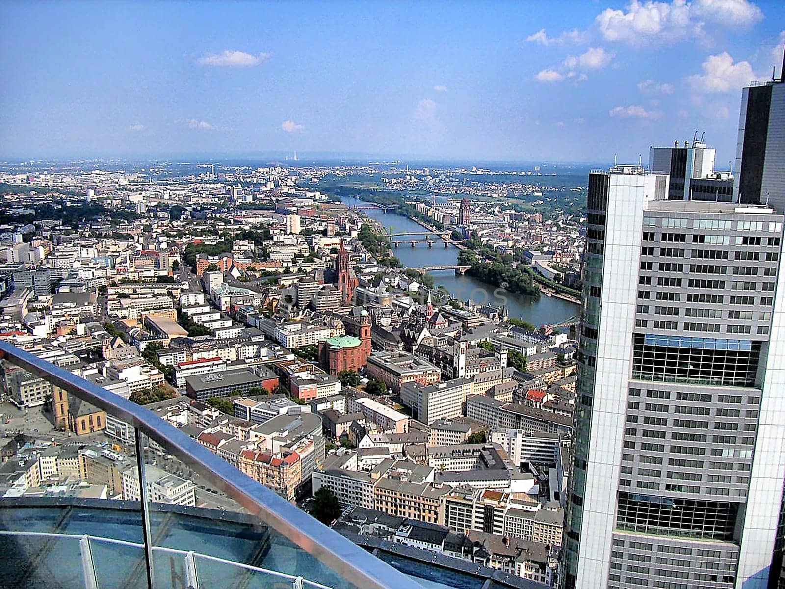 Frankfurt, Germany - July 23, 2006: view to skyline of Frankfurt with river Main.