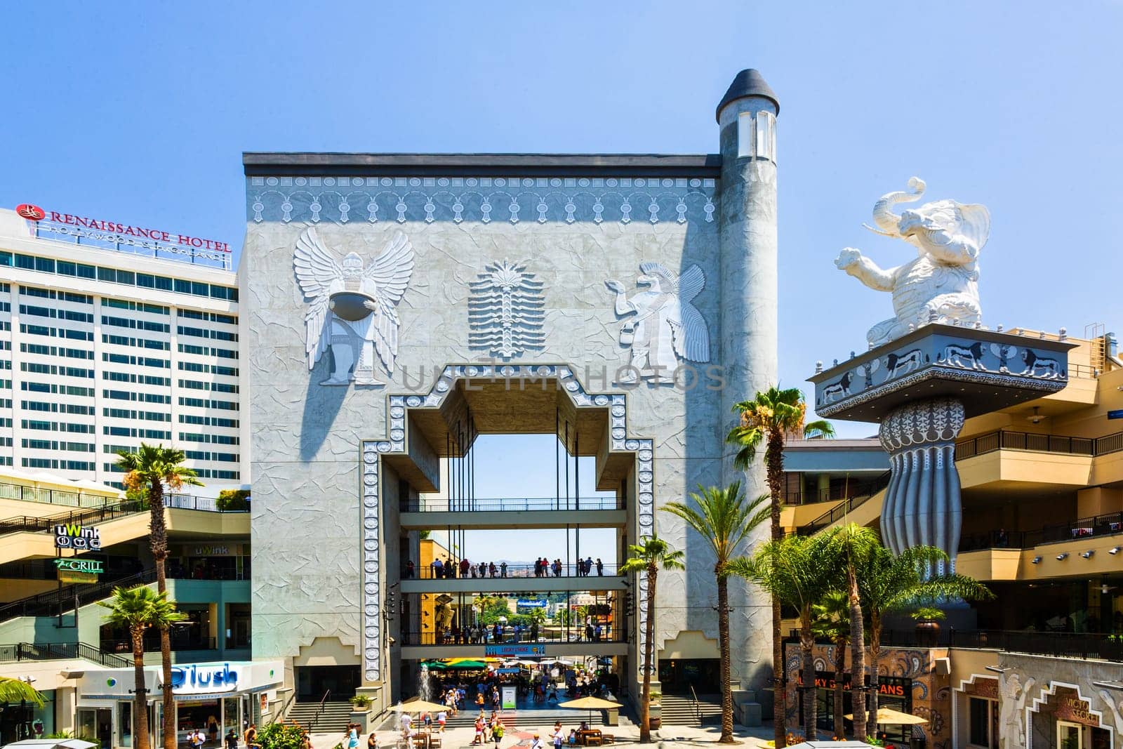 Los Angeles, USA- July 5, 2008: The Hollywood and Highland Center is a shopping mall and entertainment complex at Hollywood Boulevard and Highland Avenue in Los Angeles, USA.