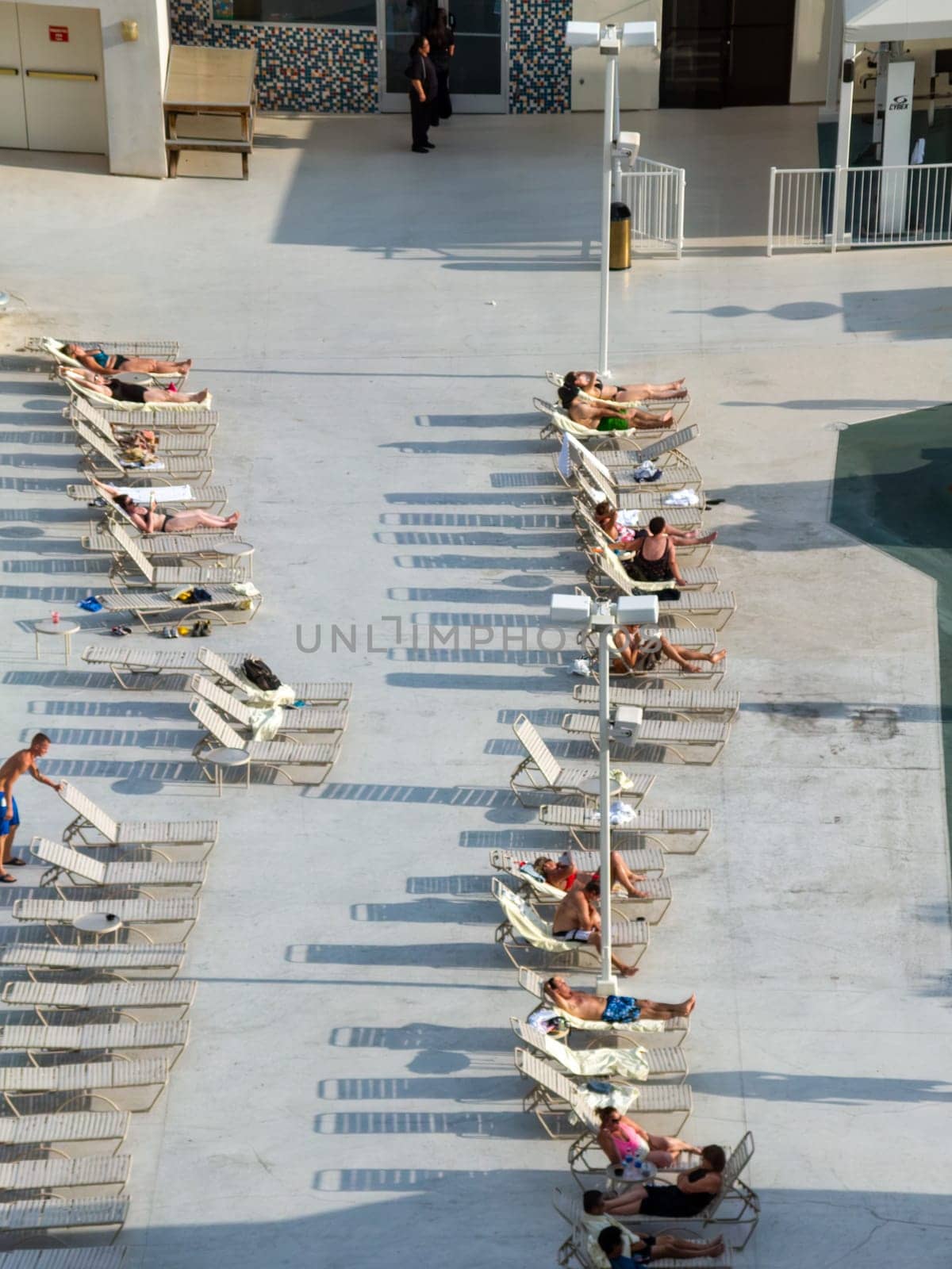 Las Vegas, USA - July 17, 2008: aerial of people enjoying suntanning at the Spa in Las Vegas, USA.