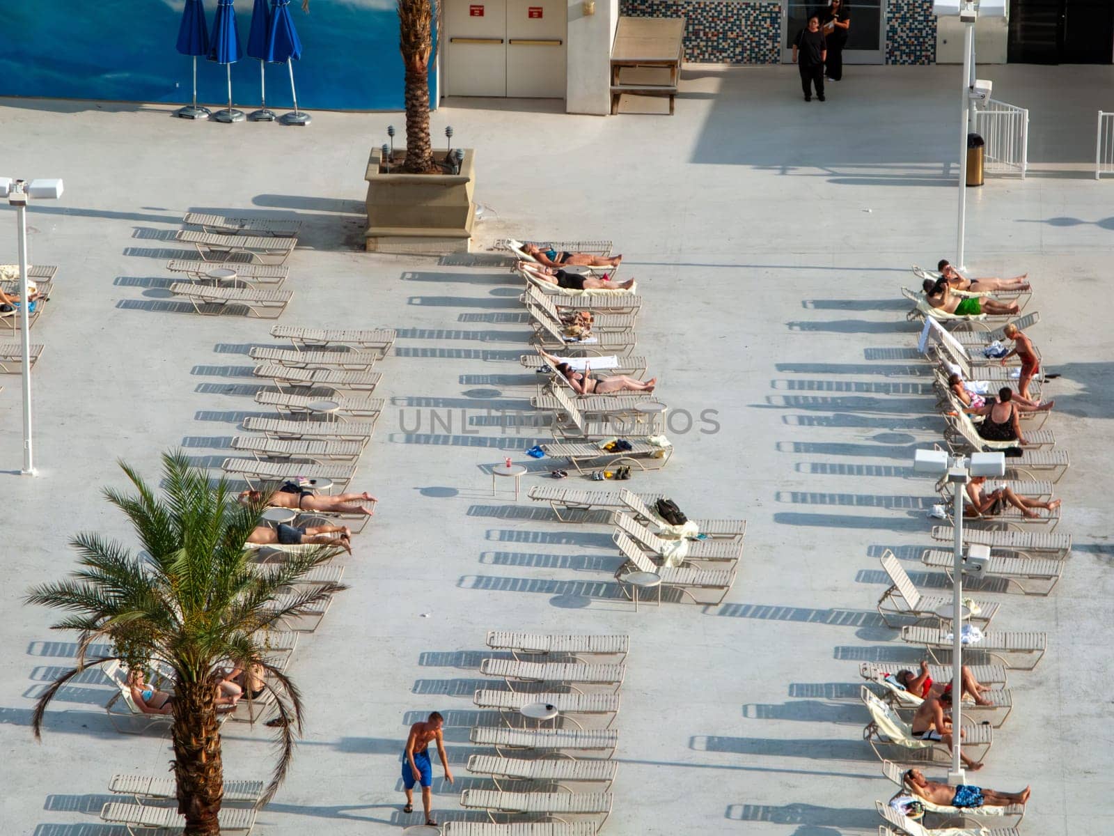 Las Vegas, USA - July 17, 2008: aerial of people enjoying suntanning at the Spa in Las Vegas, USA.