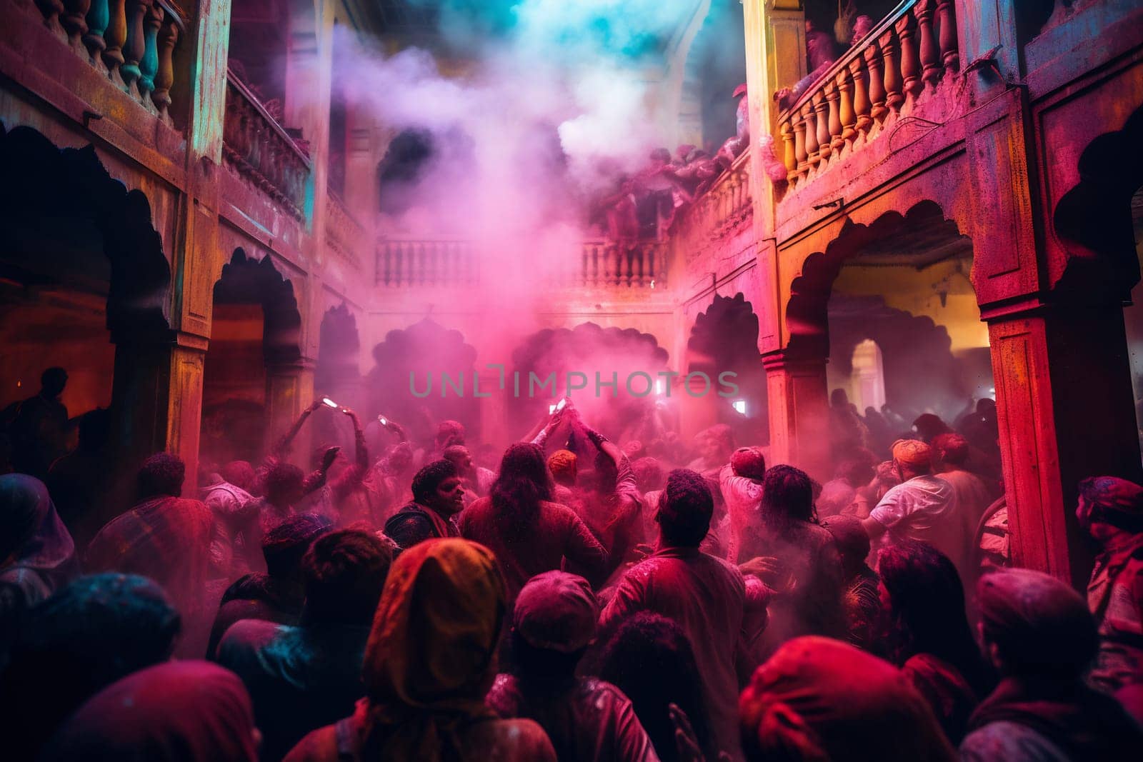 Persons with a enjoying Holi festivities.