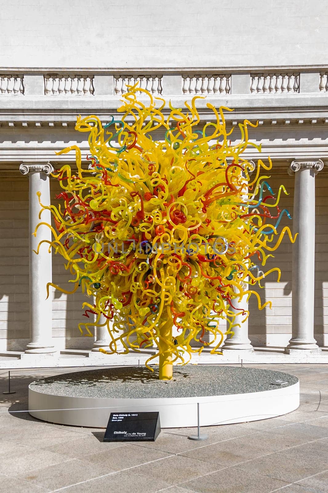 San Francisco, USA - July 23, 2008: sun at Dale Chihuly's  glass Art sculpture at the Legion of honor in San Francisco, USA.