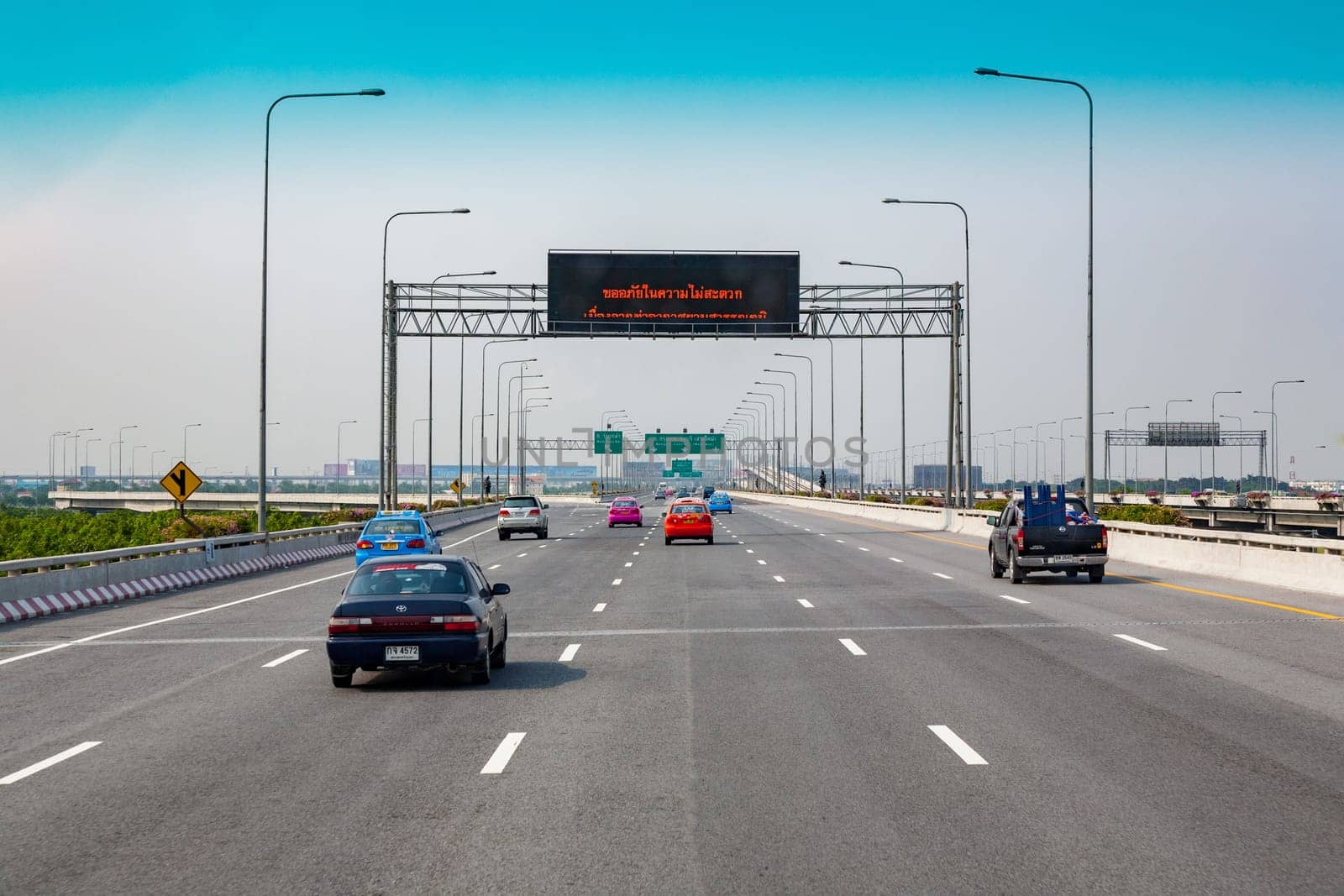 Bangkok, May 6, 2009: the highway from the airport Bankok to downtown is a toll highway.