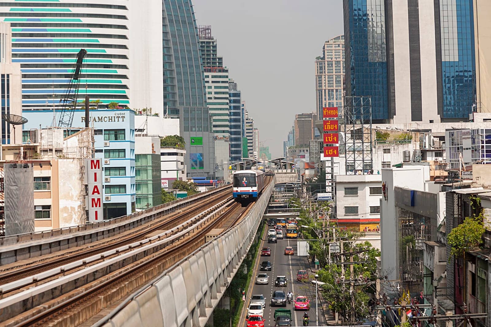 Bangkok, Thailand - May 9, 2009: sky train in Bangkok is the local Metro system with millions of passsengers yearly.