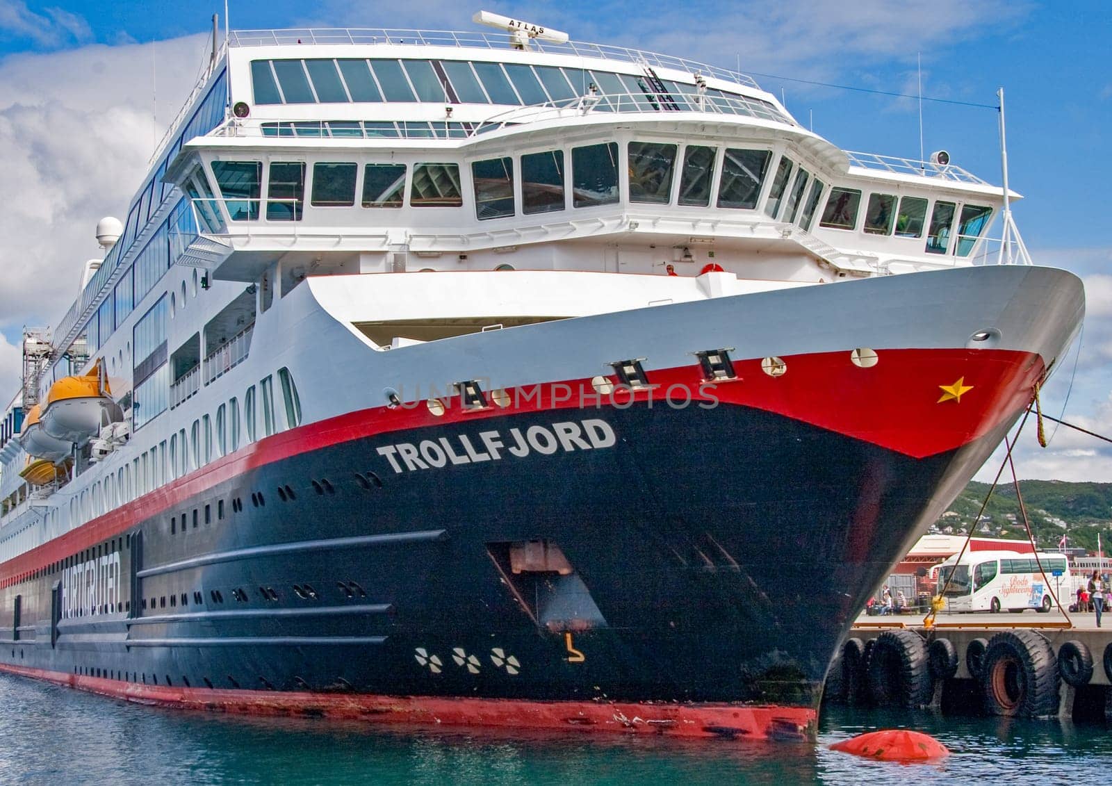 Bergen, Norway - July 7, 2009: view to cruise ship Trollfjord in Bergen, Norway.