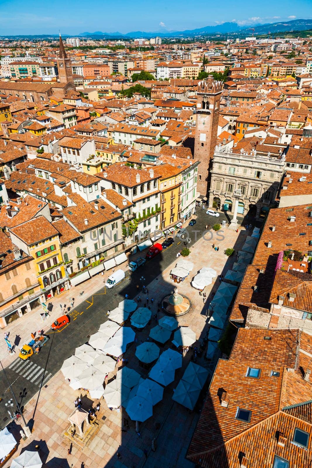 Verona, Italy - August 5, 2009: panorama of Verona from the torre dei lamberti