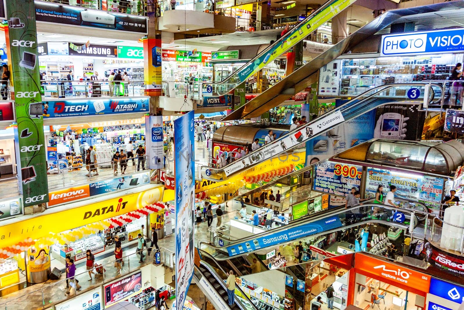 Bangkok, Thailand - December 22, 2009: inside the Pantip Plaza, the bigges electronic and software shopping complex in Thailand to get some bargain in Bangkok, Thailand.