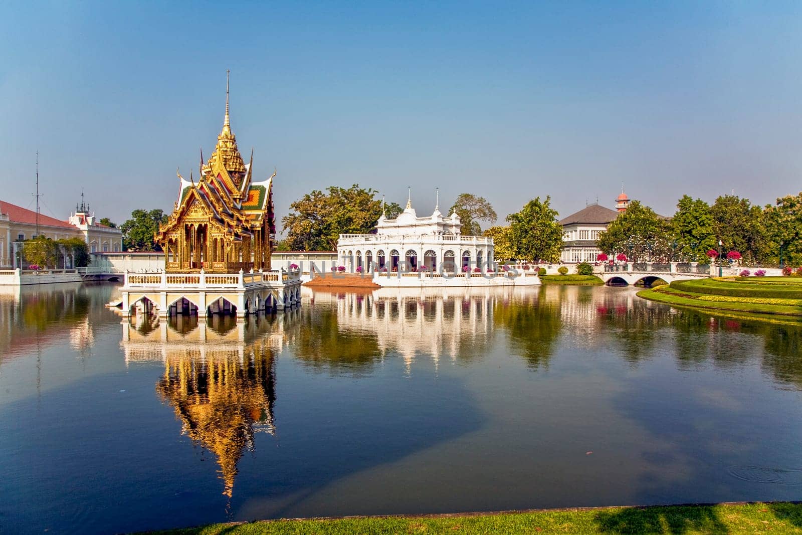 Ayutthaya, Thailand - December 24, 2009: Bang Pa-In Aisawan Thipya-Art (Divine Seat of Personal Freedom) at the Royal Summer Palace near Bangkok, Thailand.