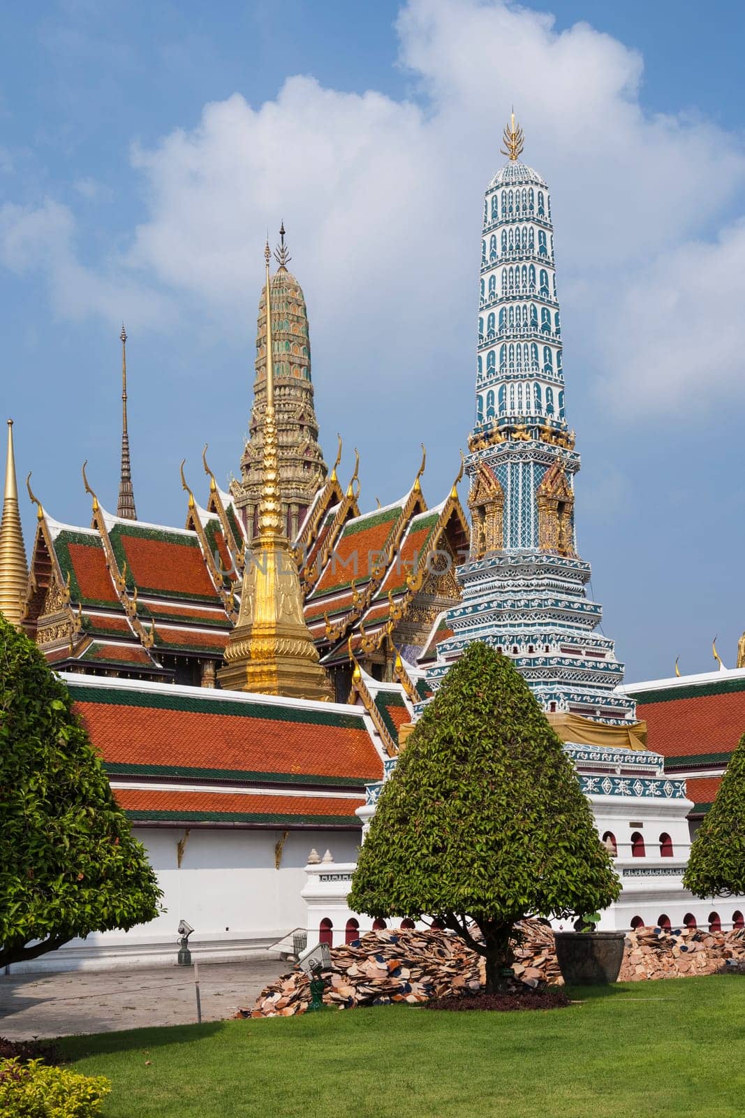 Bangkok, Thailand - January 4, 2010: famous Prangs in the Grand Palace in Bangkok
