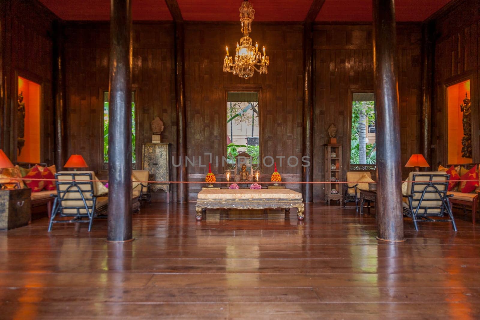 Bangkok, Thailand - January 4, 2010: visiting the Jim Thompson house which serves as museum nowadays. Jim Thompson was a business man  for textile production in Thailand.
