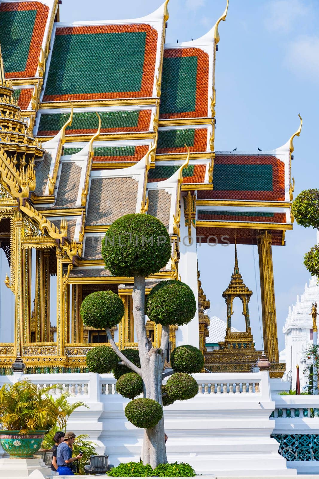 Bangkok, Thailand - January 4, 2010: detail of Phra Tinang Aporn Phimok Prasat Pavillion in the Grand Palace in Bangkok