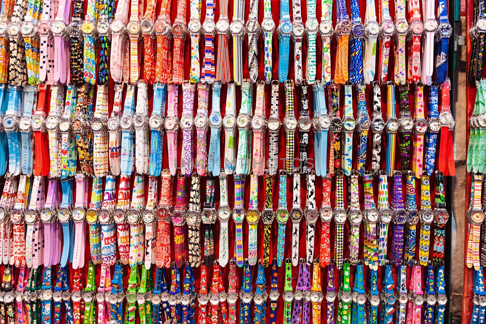 Hongkong, China - January 7, 2010: fake watch immitation for sale at the night market in Hongkong. These faked watches are much cheaper than the original products.