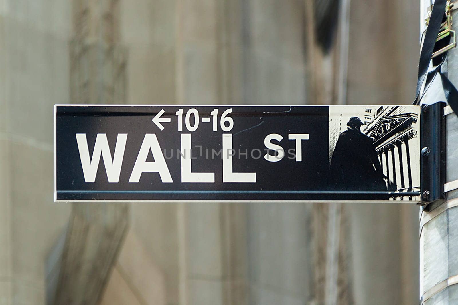 New York, USA - July 9, 2010:  wall street streetsign in New York.