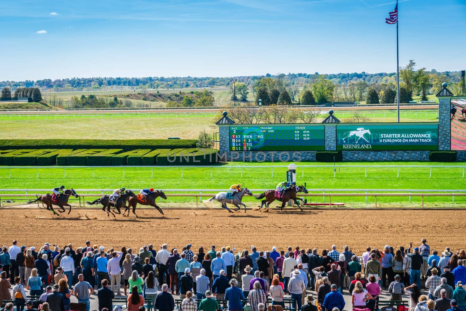 Keeneland, Lexington, Kentucky, October 18, 2023: Keenealand Fall Race Meet event, finish of the Race 2