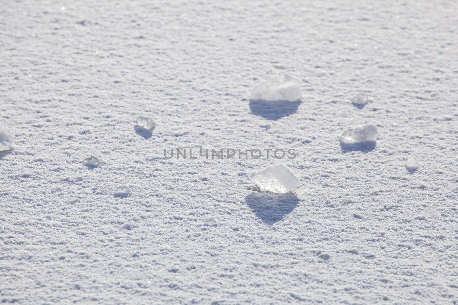 Snow-covered ice surface with pieces of ice, Germany