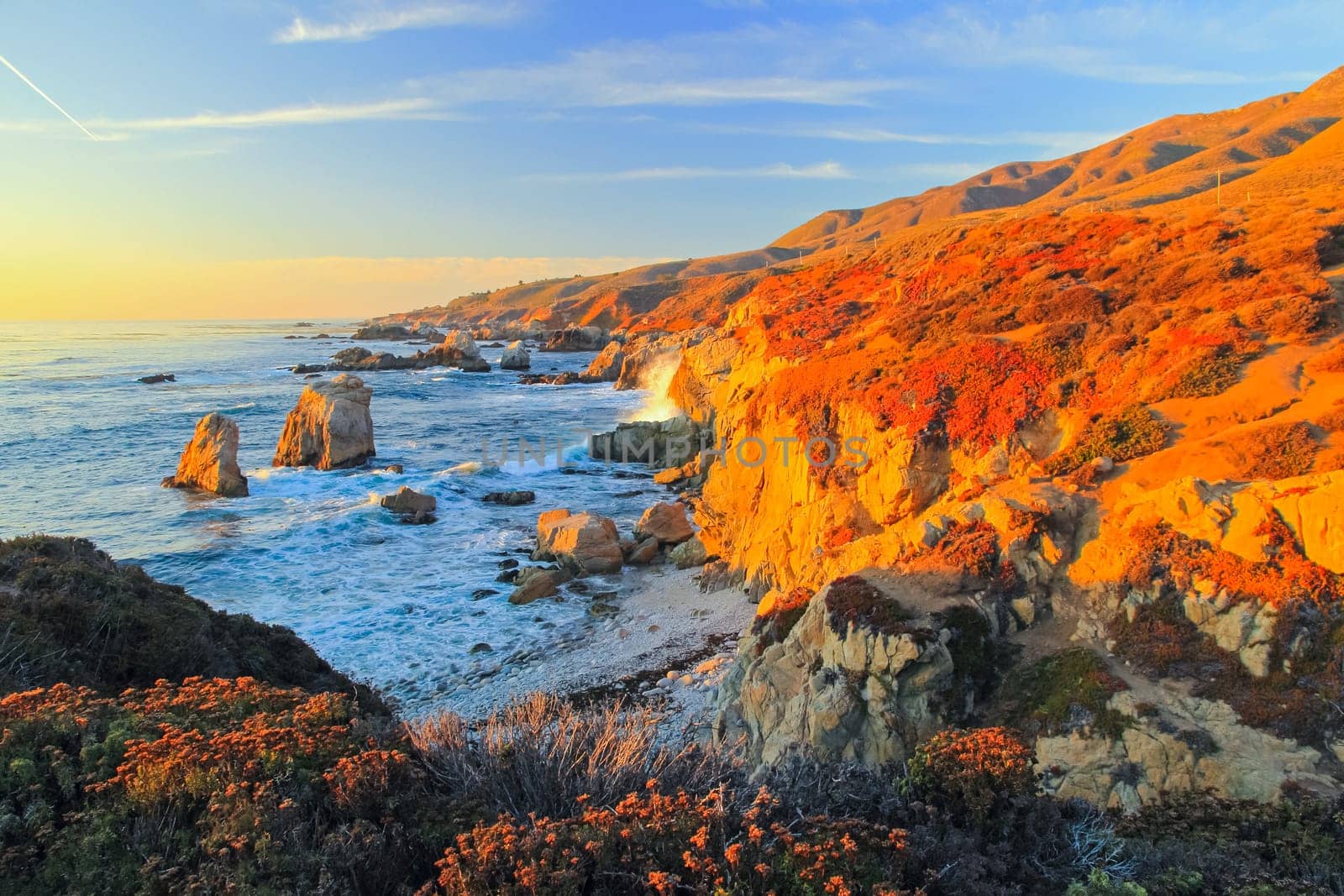 View of the Pacific Ocean in Big Sur, California