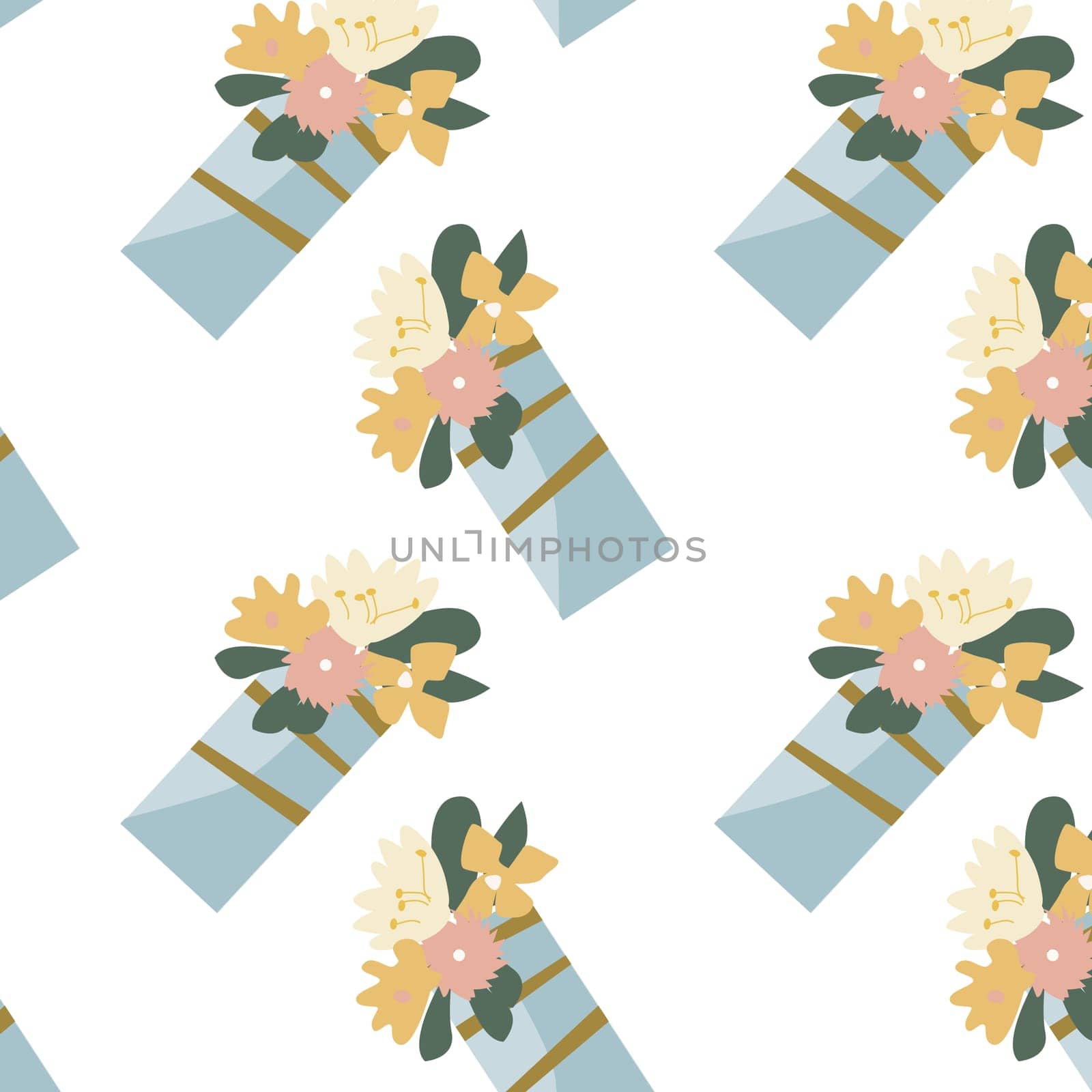 blue vase with flowers pattern - decorative floral background. Vector illustration can used for wrapping paper, textile, fabric design, print for clothes, posters.