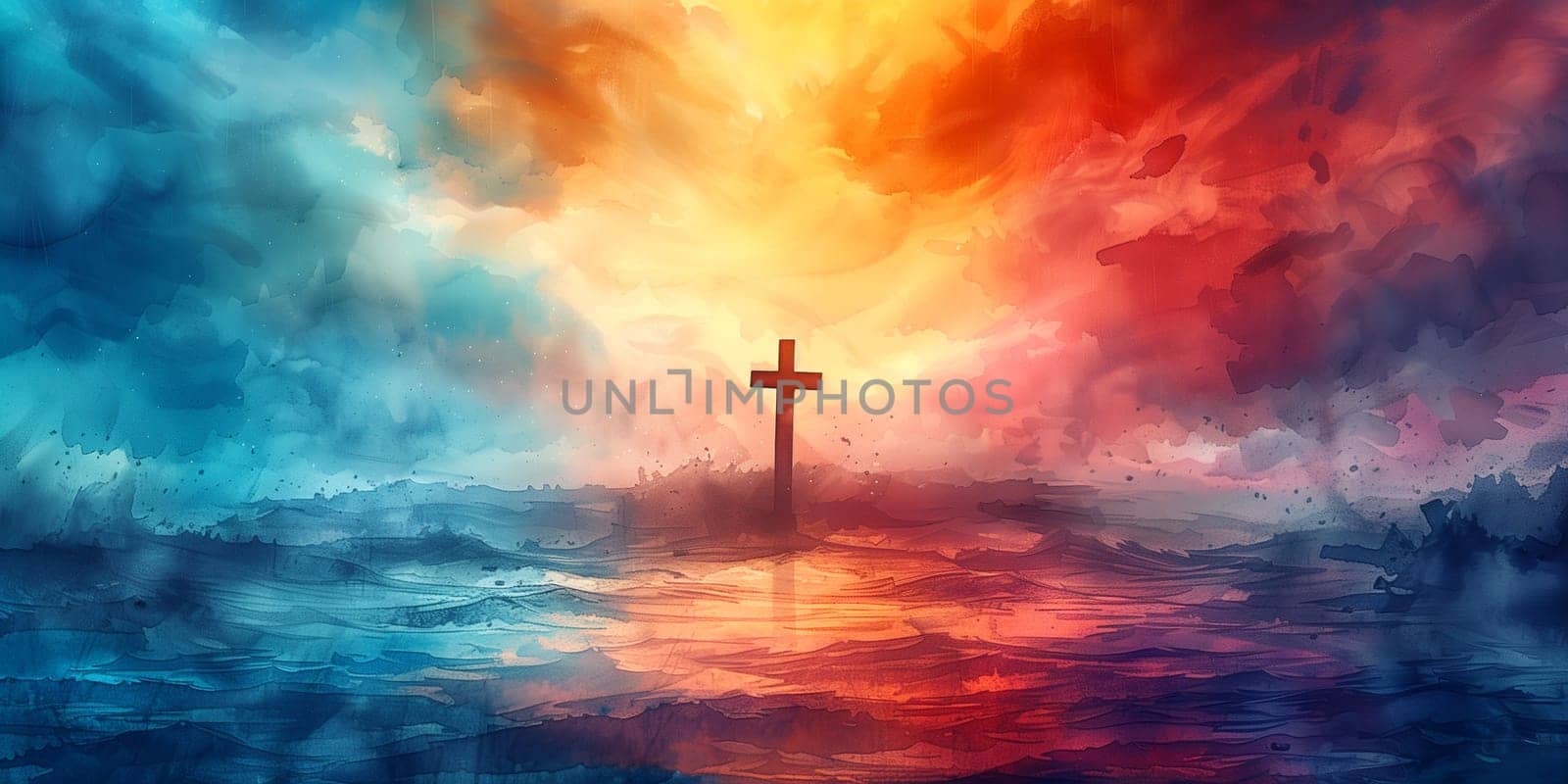 Religious cross, christian belief, crucification Jesus Christ on Easter, good friday, palm sunday, religion and prothecy