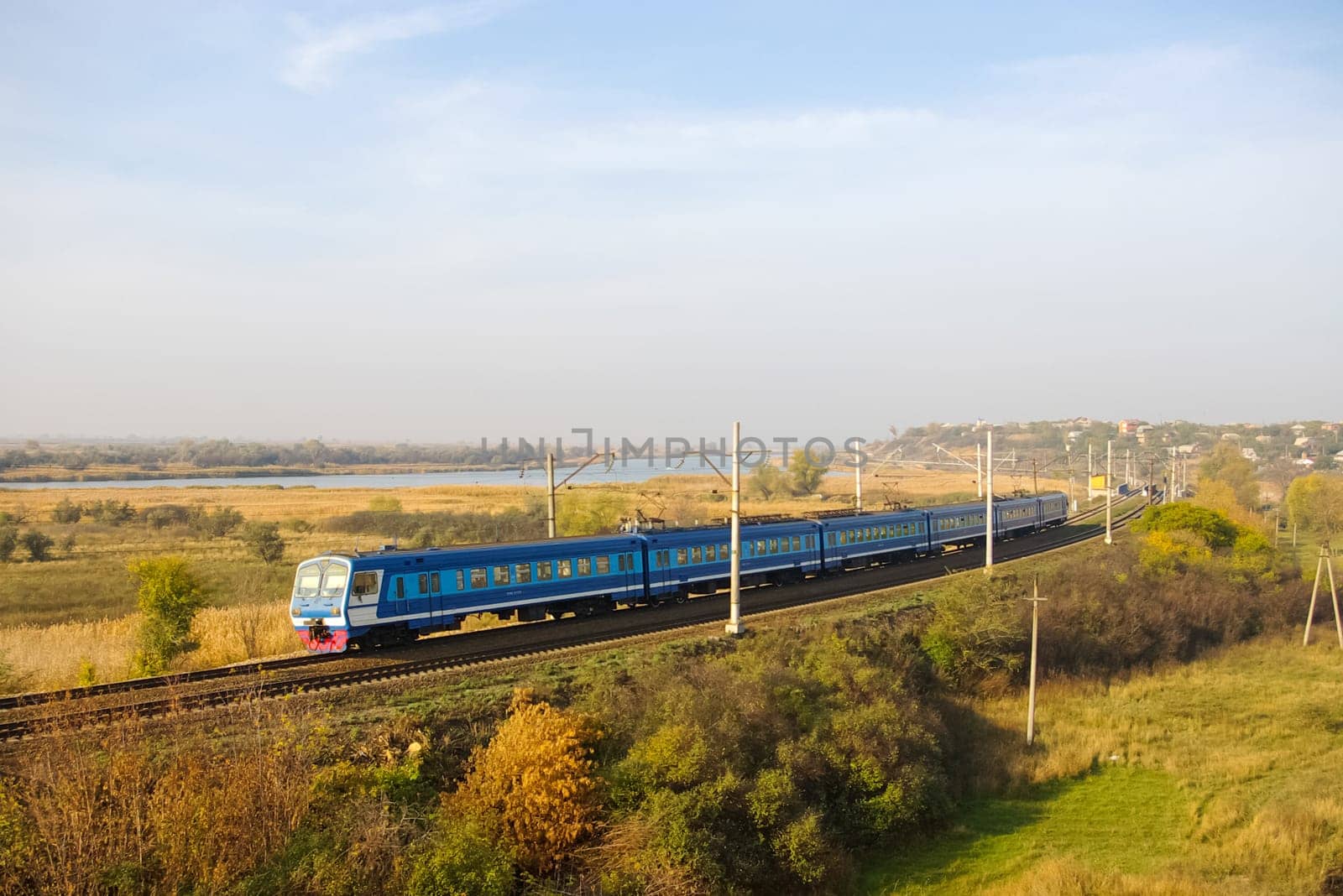 Novosibirsk, Russia - July 20, 2018: locomotive or engine is a rail transport vehicle that provides the motive power for a train.