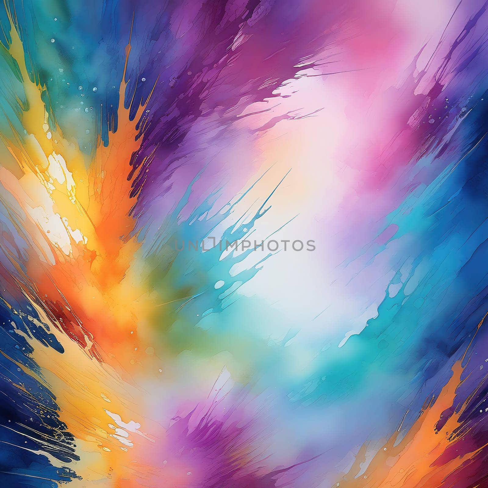 Washed-out watercolors as a background. Bright colors that run. Colorful splashes of color. AI generated image