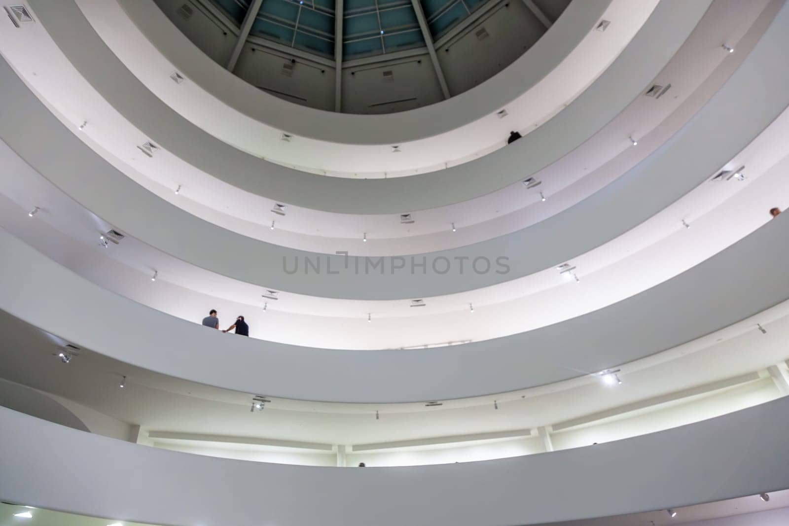 New York, USA - July 11, 2010: inside the famous Guggenheim museum with the winding construction in the afternoon in New York, USA