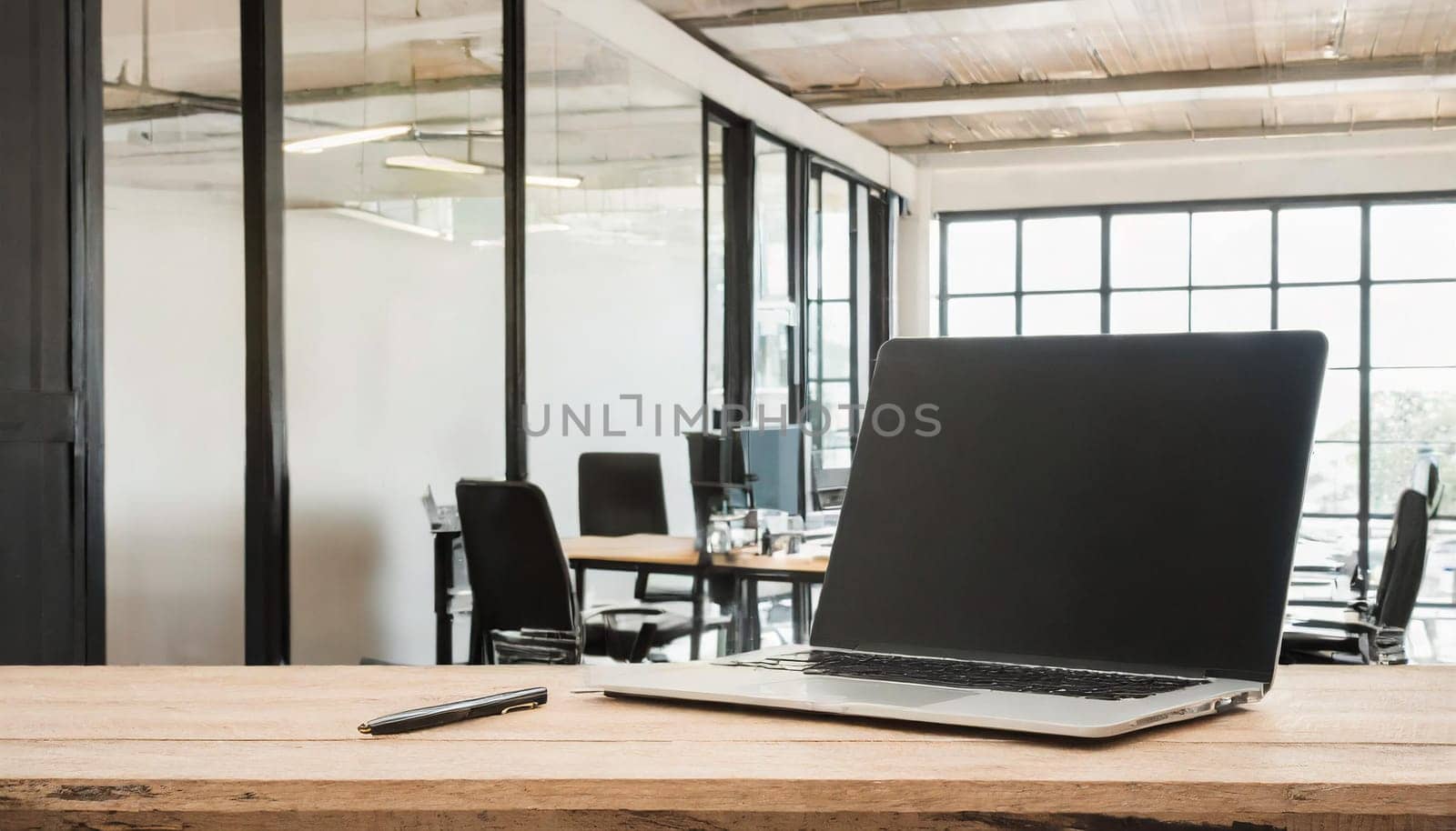 Home mockup, modern home office interior background, 3d render