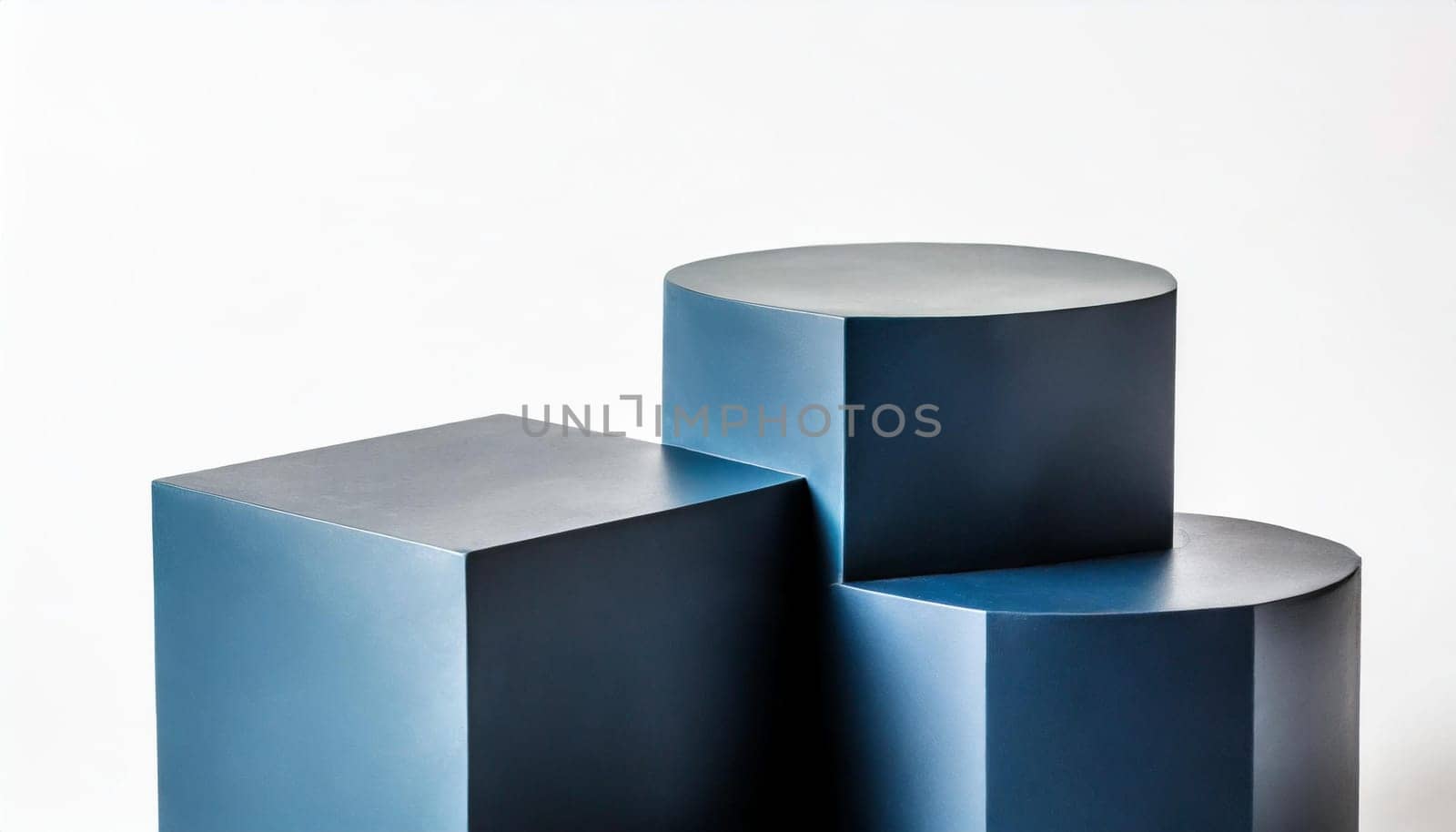 modern podium or pedestal display with platform concept on white background blank shelf stand for showing product 3d rendering