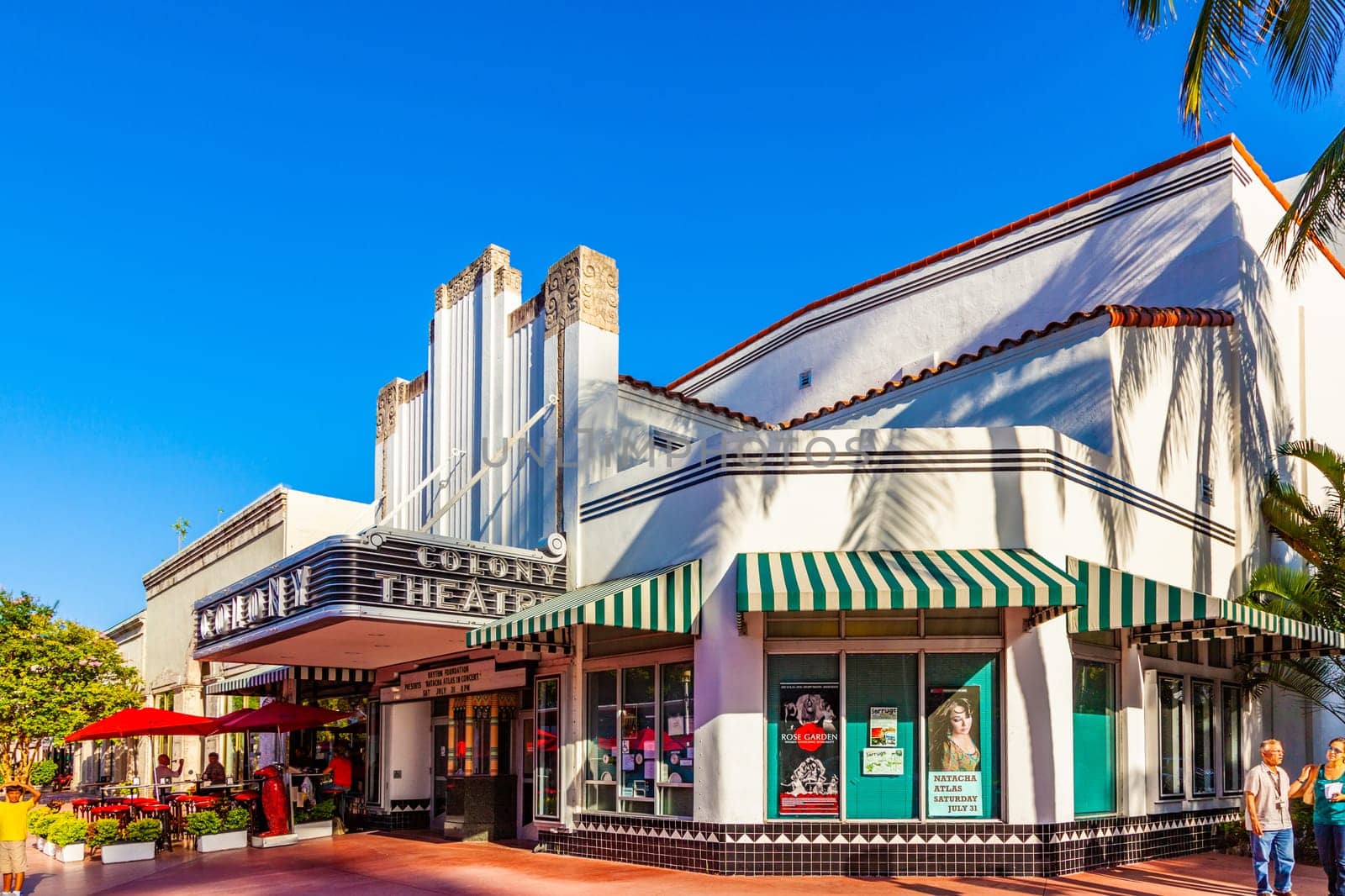 Miami, USA - July 27, 2010:  Famous Colony Art Deco Theater renovated for 6,5 MM USD and open for public again in MIami, USA. Build in 1934 in art deco style to entertain the visitors.