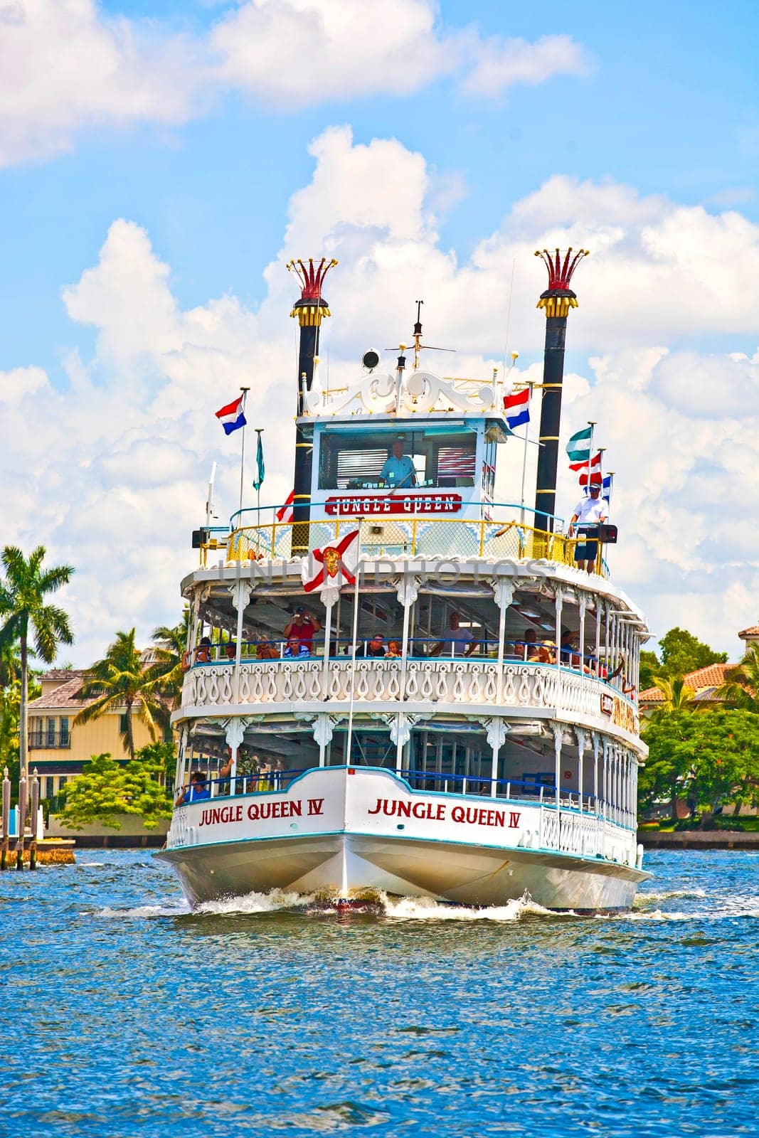 Fort Lauderdale, USA - August 1, 2010: Cruise with jungle queen riverboat  in Fort Lauderdale, Florida. The jungle Queen is 65 years  and has transported so far 4 Million passengers.