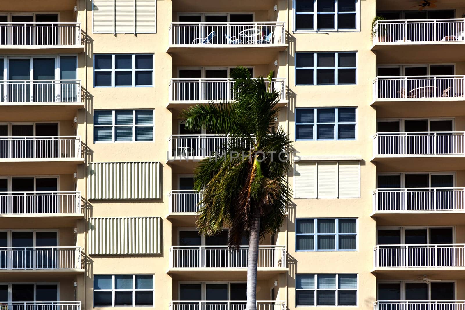 Fort Lauderdale, USA - August 1, 2010: view to facades of skyscraper with appartments in Fort Lauderdale, USA.