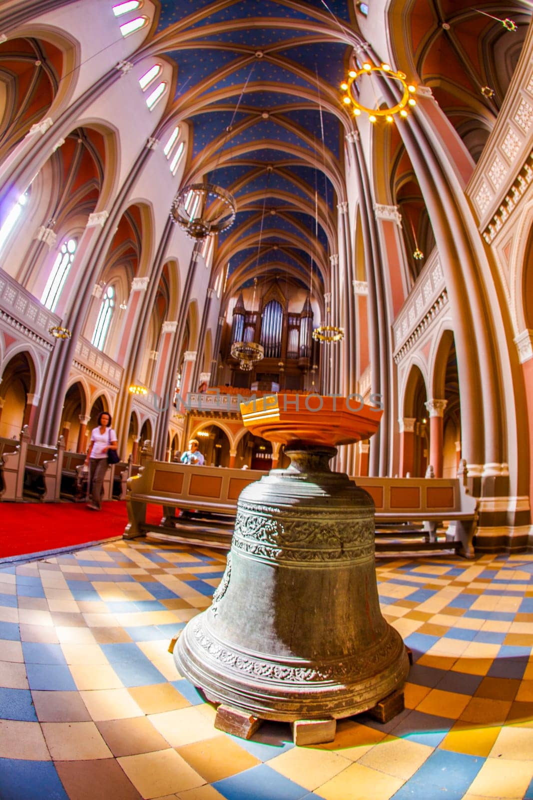Wiesbaden, Germany - Apr 10, 2011: bronce  bell inside the Marktkirche