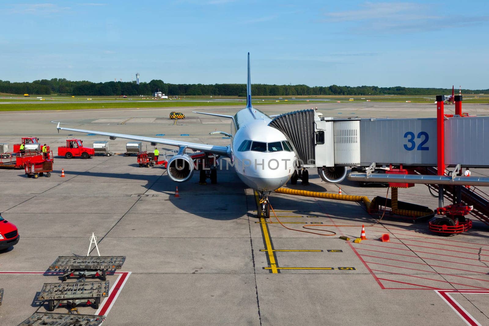 Frankfurt, Germany - June 22, 2011: aircraft at the gate in Hamburg airport.