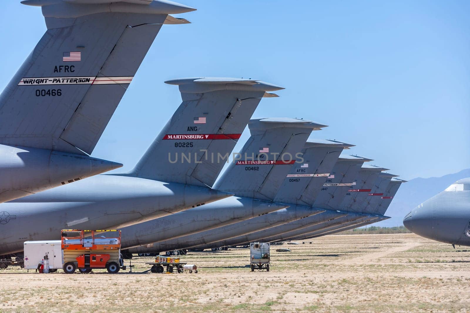 Tucson, USA - June 13, 2012: Davis-Monthan Air Force Base AMARG boneyard in Tucson, Arizona. It's the place where nearly 5,000 aircraft have gone to die.