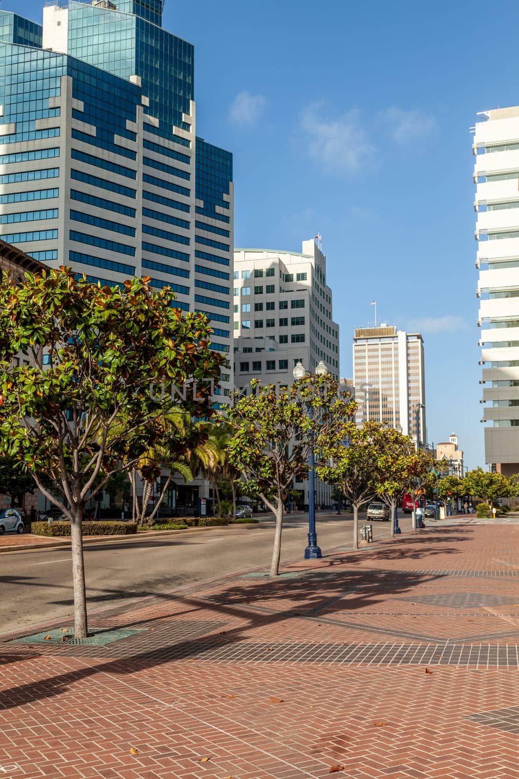 San Diego, USA - June 11, 2012:  facade of modern skyscraper  downtown in  in San Diego, USA.