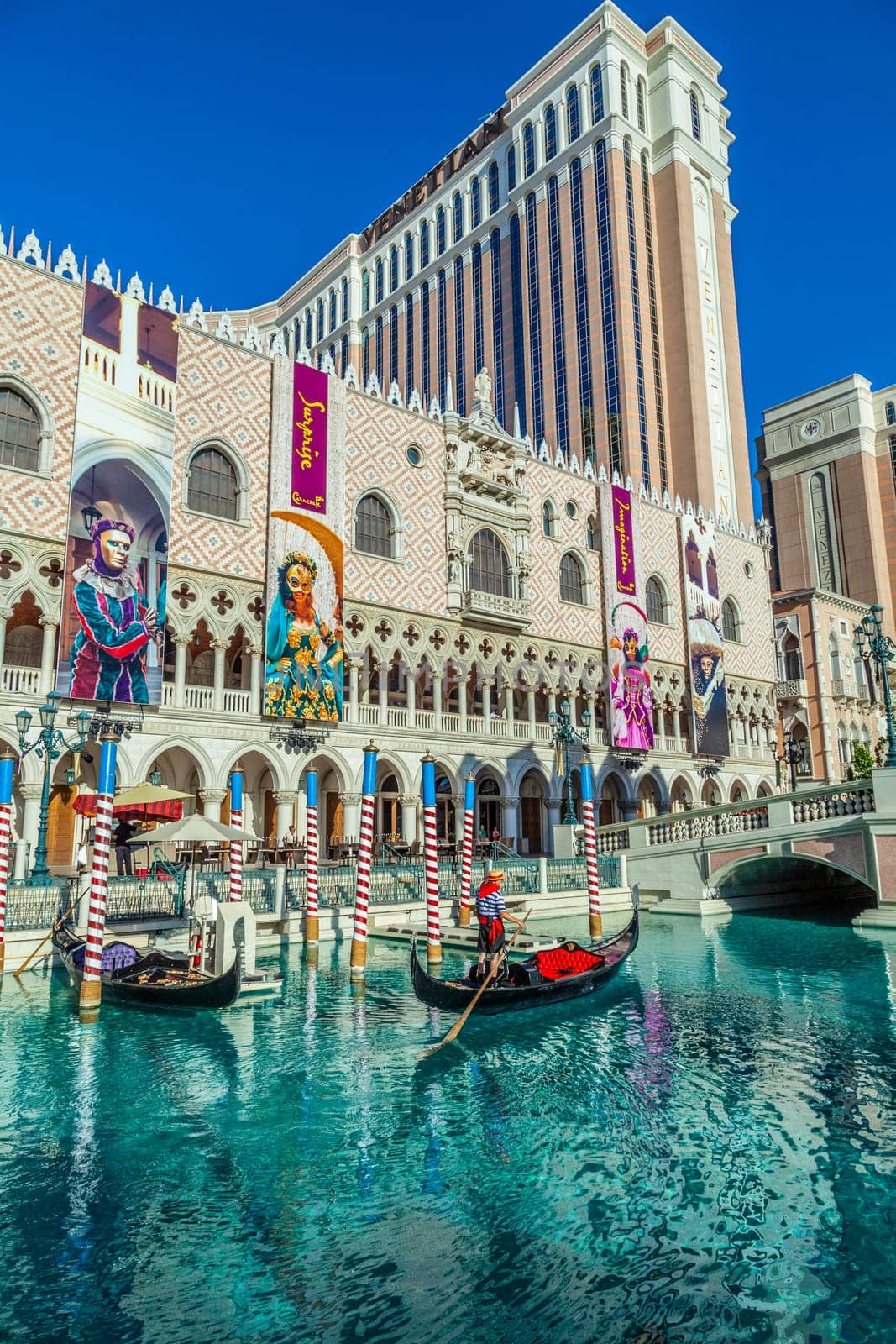 Las Vegas, USA - June 15, 2012: The Venetian Resort Hotel and Casino. The resort opened on May 3, 1999 with flutter of white doves, sounding trumpets, singing gondoliers and actress Sophia Loren.