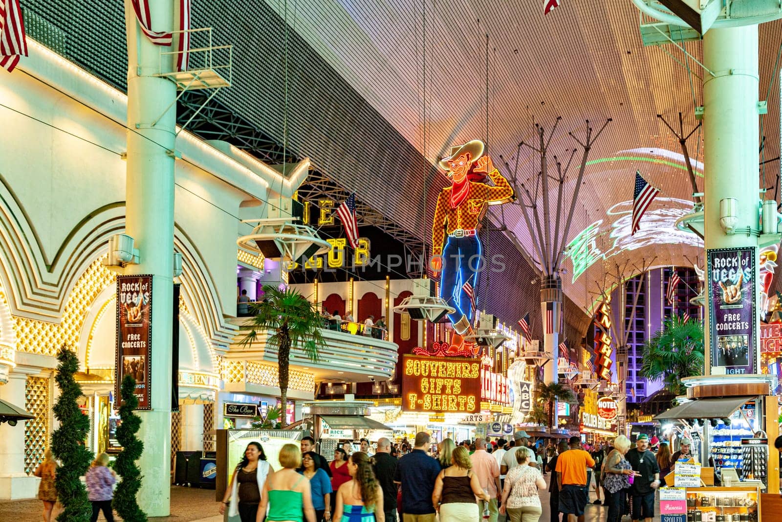 Las Vegas, USA - June 16, 2012: Fremont Street in Las Vegas, Nevada. The street is the second most famous street in the Las Vegas. Fremont Street dates back to 1905, when Las Vegas was founded.