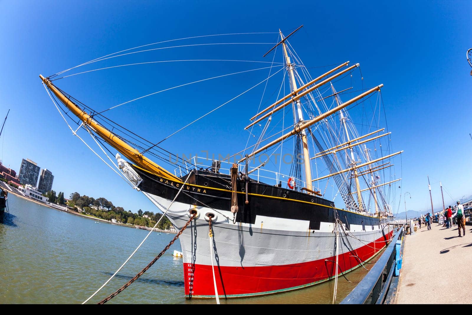 San Francisco, USA - June 20, 2012: Vintage 1886 sailing ship, Balclutha on public display at San Francisco Maritime National Historical Park, California