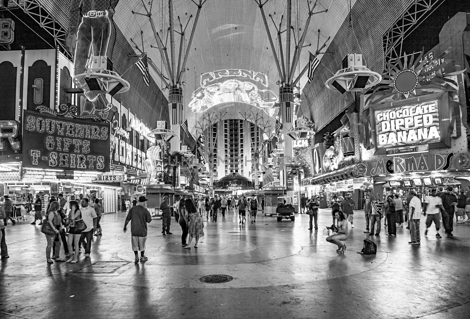 Las Vegas, USA - June 16, 2012: Fremont Street in Las Vegas, Nevada . The street is the second most famous street in the Las Vegas. Fremont Street dates back to 1905, when Las Vegas was founded.