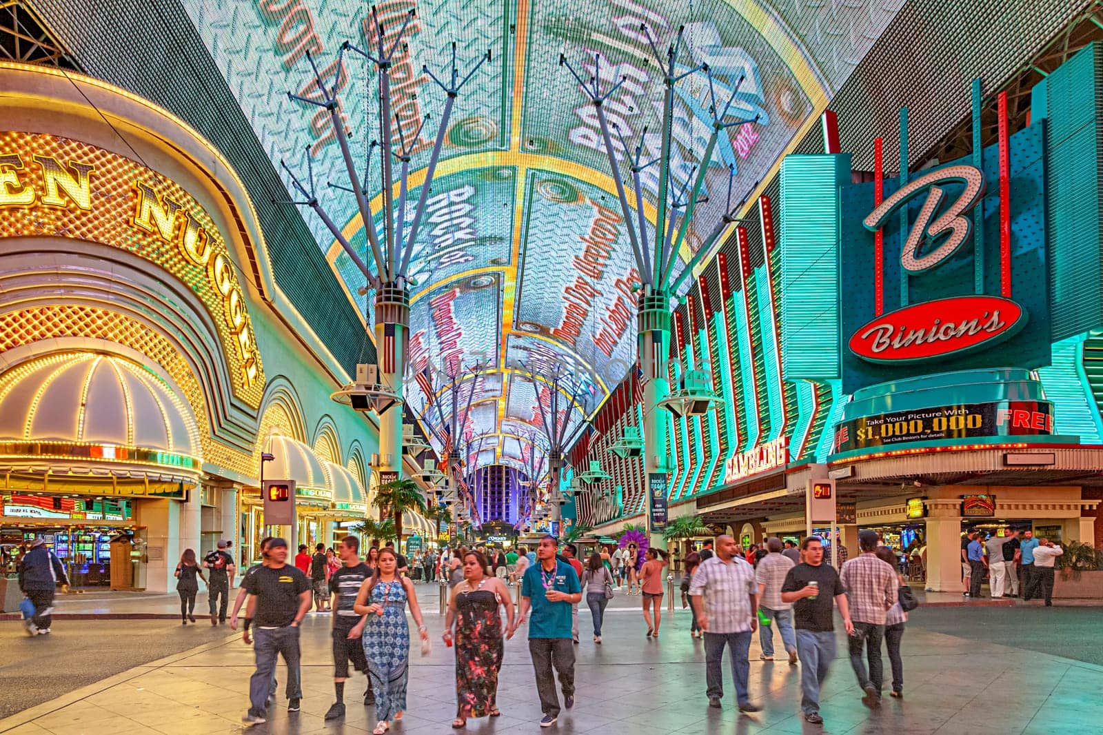 Las Vegas, USA - June 15, 2012: Fremont Street in Las Vegas, Nevada . The street is the second most famous street in the Las Vegas. Fremont Street dates back to 1905, when Las Vegas was founded.