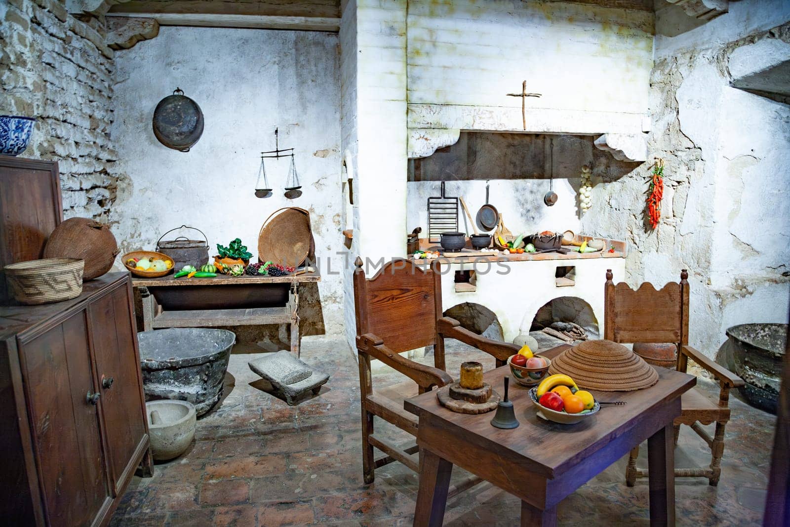 Santa Barbara, USA - June 23, 2012: inside the old mission of the Spanish missionary Junipero Serra.