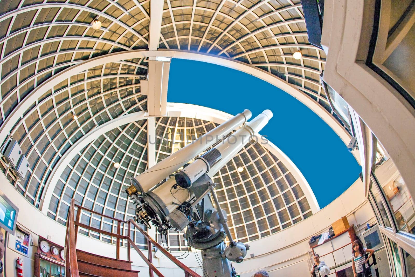 Los Angeles, USA - June 24, 2012: famous Zeiss telescope at the Griffith observatory in Los Angeles, USA.  The Zeiss Refractors of the observatory from 1935 is open to public and free due to Griffiths will.