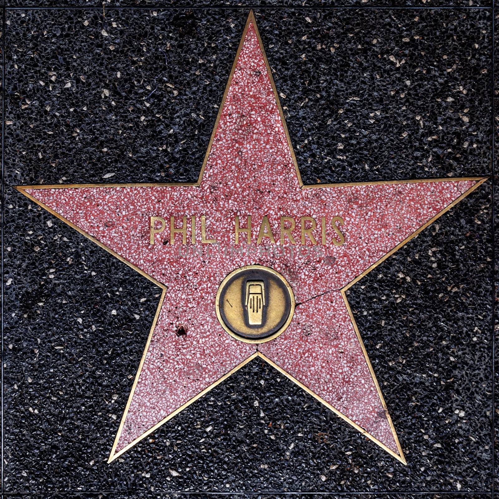 Los Angeles, USA - June 26, 2012: Phil Harris star on Hollywood Walk of Fame  in Hollywood, California. This star is located on Hollywood Blvd. and is one of 2400 celebrity stars.