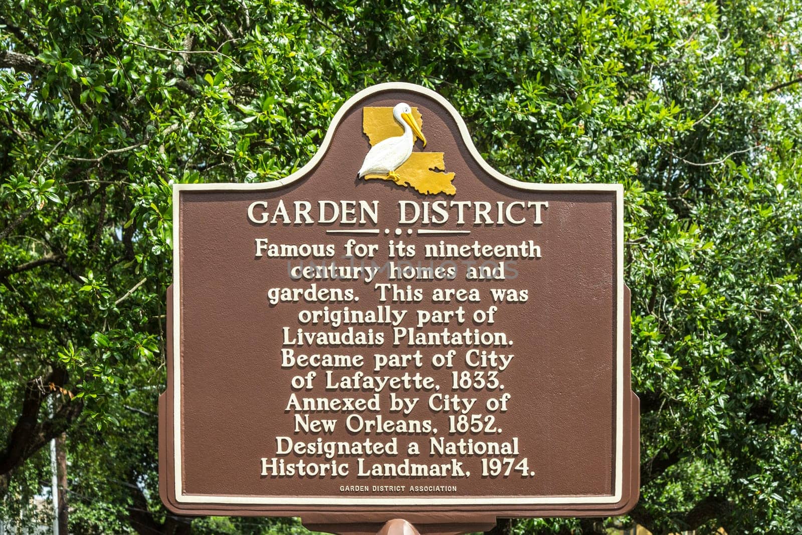 New Orleans, USA - July 16, 2013:   signage garden district in New Orleans. Tge Garden district is designated as national historic landmark in 1974..