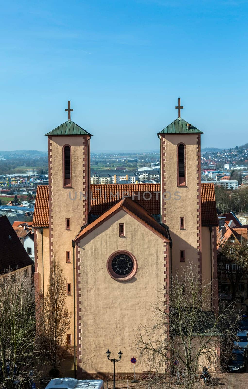 Gelhausen, Germany - March 9, 2014: old medieval church Skt. peter in Gelnhausen