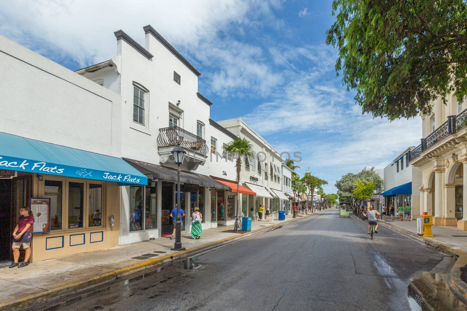 Key West, USA - August 26, 2014:  Key West historic wooden buildings along Duval street.