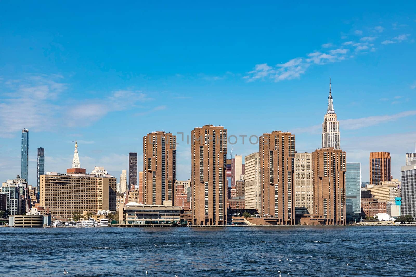 New York, USA - October 10, 2017: panorama of New York with river Hudson and UN building.