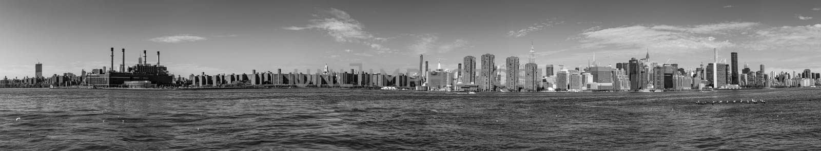 NEW YORK, USA - OCT 6, 2017: panorama of New York with river Hudson and UN building.
