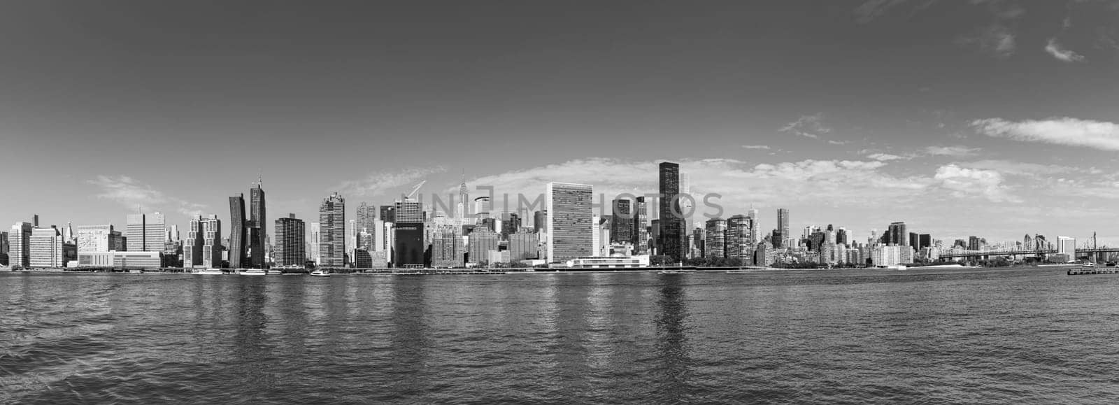 New York, USA - October 6, 2017: panorama of New York with river Hudson and UN building.