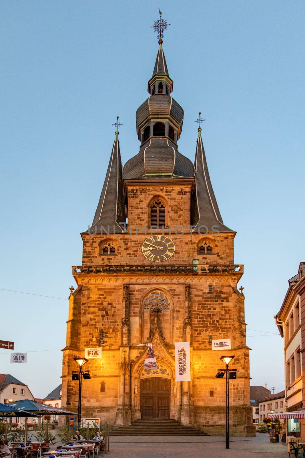 Sankt Wendel, Germany - August 19, 2018: famous church of Sankt Wendel in evening light.
