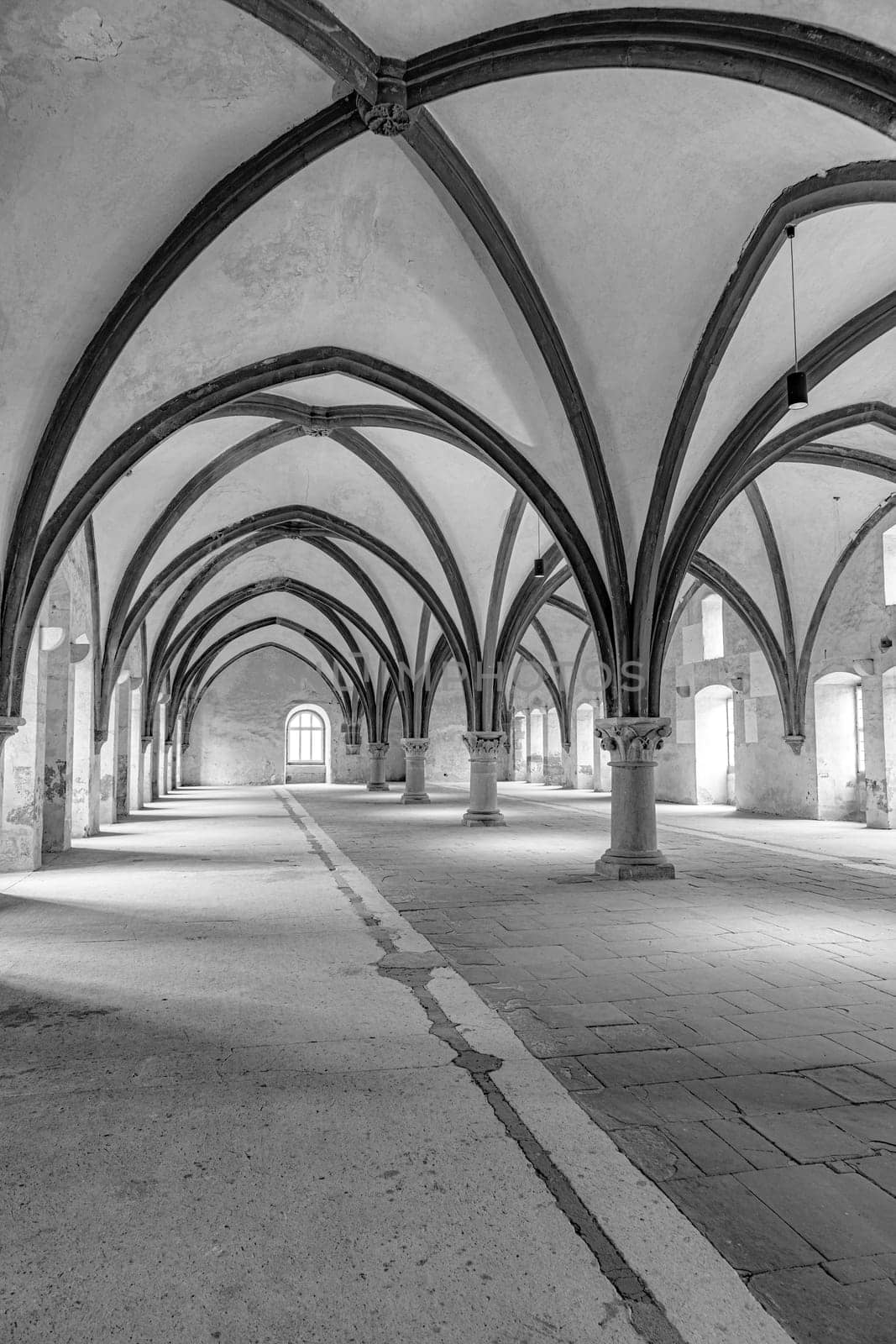 Eberbach, Germany - December 29, 2018: Monks dormitory at monastery Eberbach in Germany.